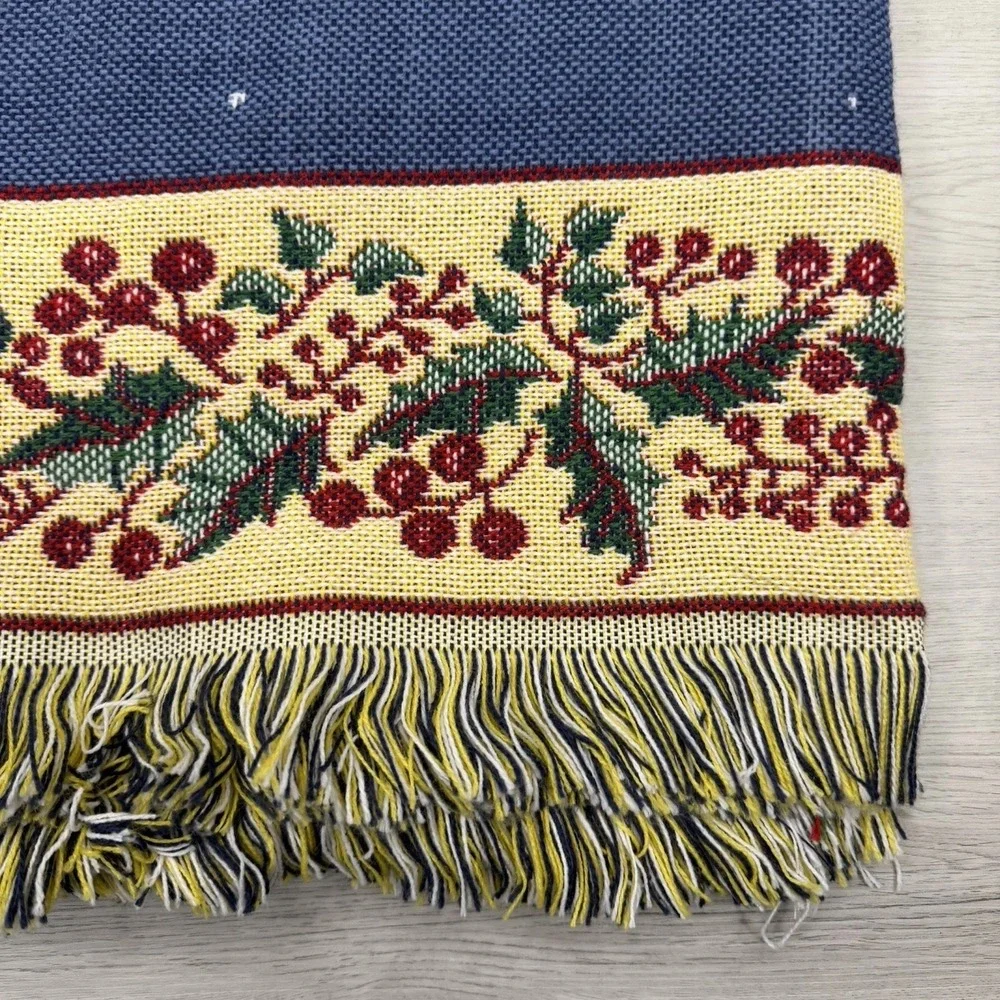 Christmas Woven Throw NIP Cottagecore Grandmillennial Village